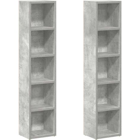 Maison Exclusive - Estantería de CD 2 uds gris hormigón contracha (1/5)