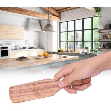 Spatule en Bois pour Cuisson, Pelle à Steak et Ustensile de Cuisine 23,5x5cm