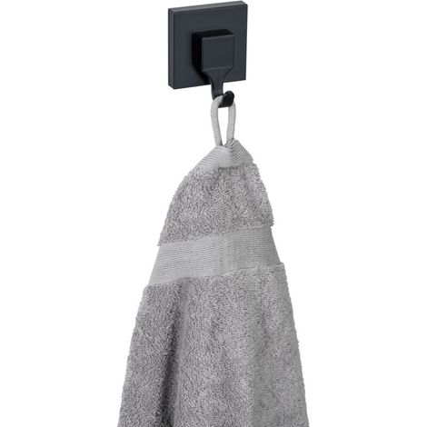 Crochet mural Vacuum-Loc Quadro noir 2 pièces sans perçage crochet salle de bain en plastique ABS design moderne fixation sans perçage idéal pour surfaces lisses et accrocher serviettes (1/5)