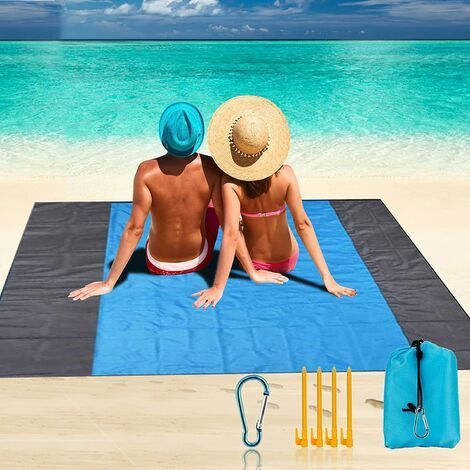 1 Stranddecke, wasserdicht, sandabweisend, 210T Polyester, mit 4 Heringen, für Camping und Picknicks (1/5)