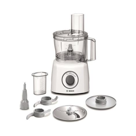 BOSCH Robot Multifonctions Blanc 800W Réservoir 2,3L 2 vitesses Couteau multifonctions Lame inox couvercle cheminée d'ajout po (1/5)