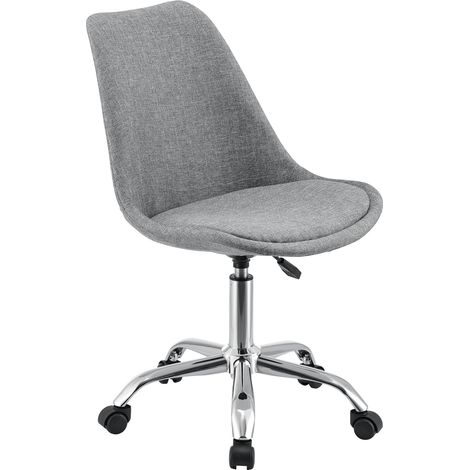 Sillón silla acolchado asiento de oficina 5 ruedas giratorias 360° y altura regulable gris claro metal 030004995