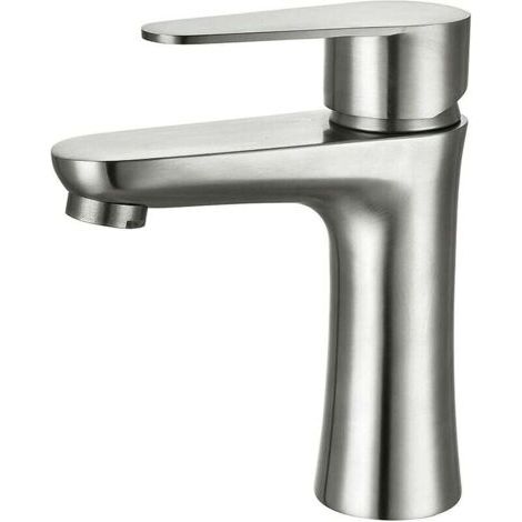 Waschtischarmatur, Edelstahl-Einhebelmischer, moderne Einloch-Waschtischarmatur, Waschbecken, abnehmbarer Luftsprudler, Warm- und Kaltwasseranschluss