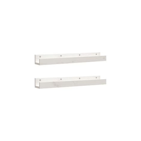 Étagères murales 2 pcs Blanc 80x12x9 Bois de pin massif (1/5)