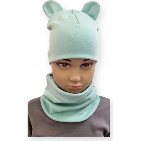 Set CAPPELLO + SCIARPA per bambini con ORECCHIE taglia 52-56 MENTA