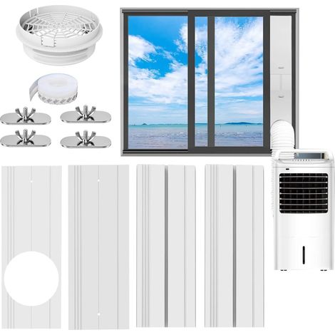 Joint de fenêtre de climatisation pour climatiseurs mobiles, kit de fenêtre pour tuyau d'évacuation de 130/150 mm, longueur réglable de 108 à 154 cm, moustiquaire en PVC épais (1/5)