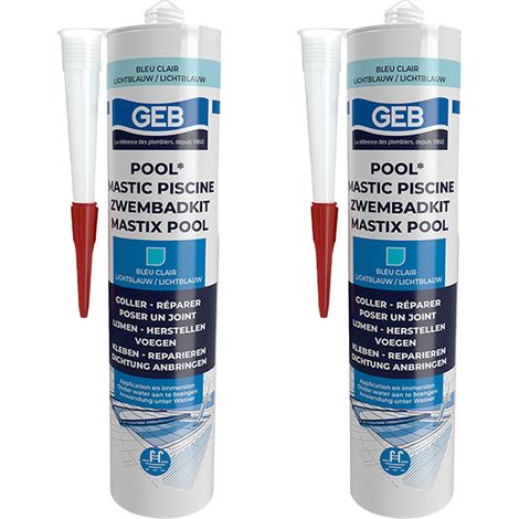 Lot de 2 Mastics piscine POOL qualité professionnelle BLEU 290 ml - GEB (1/2)