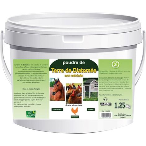 Terre de Diatomée 1,25kg – 100% naturelle – Propriétés asséchantes pour litières et sols – Pour box de chevaux et clapiers – Lifland