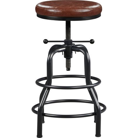 Lot de 1 Tabouret de Bar Industriel en Similicuir Marron (1/5)