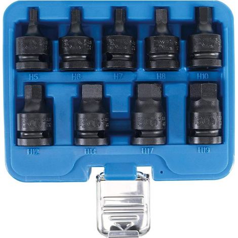 Jeu de Douilles à Embouts à Choc 1/2 - Six Pans Intérieurs 5-19 mm - 9 pcs - Résistantes et Pratiques - D-Work (1/4)