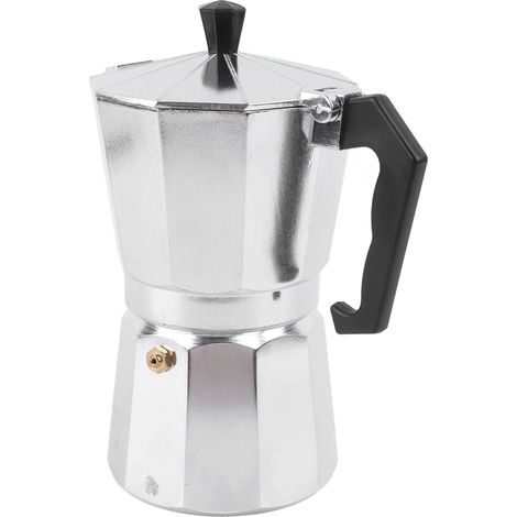Cafetière Moka 300 ml (10 oz) / 6 tasses, en aluminium, de forme octogonale, portable, pour la maison ou le bureau. (1/5)