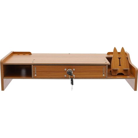 Multifunctional monitor stand with wooden drawer - For laptop, speaker, TV