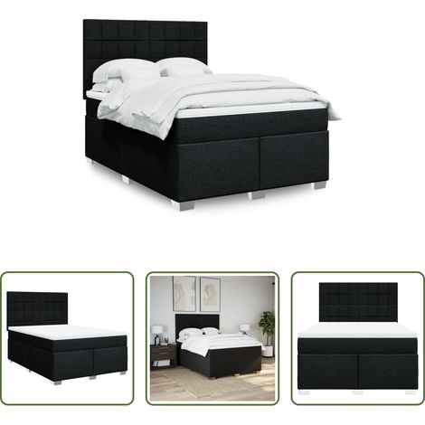 vidaXL Matelas à ressorts ensachés - Sommier à lattes de lit avec matelas Noir 140x190 cm Tissu (1/5)