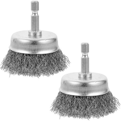 Brosse Métallique à Poignée Hexagonale 2 Pièces, Acier Noir Surfaces Métalliques et Bois, Argenté, Usage Domestique et Industriel, Enlève la Rouille (1/5)