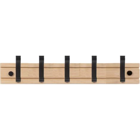 Coat Hanger Clothes Rack 5 Active Hooks Heavy Duty Clothing Hat Rack Bamboo (50cm)
