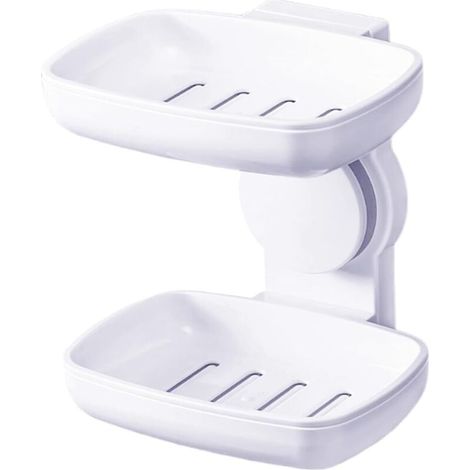 Seifenhalter ohne Bohren, Saugnapf, Badezimmer-Seifenhalter, Dusch-Seifenhalter mit Ablauf, abnehmbarer Seifenhalter aus Kunststoff mit Ablauf (1/5)