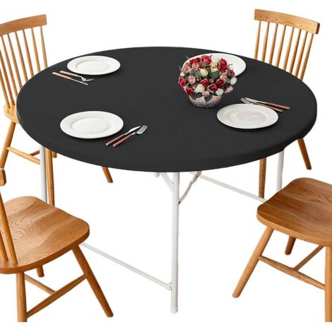 Tovaglia rotonda in vinile impermeabile con bordi elasticizzati – Ideale per tavoli da 115 a 125 cm, per uso interno/esterno