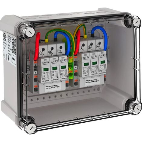 OBO Bettermann Cassetta di collegamento generatore 2x1 stringa FV su 2 WR-MPP 1000V DC grigio chiaro RAL 7035, 5088415
