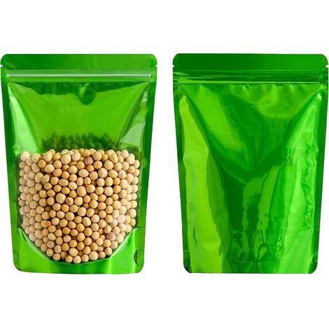 Tasca trasparente con fondo piatto, chiusura richiudibile, utilizzo versatile, 18x26 cm, verde (1/2)