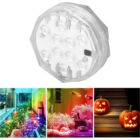 Projecteur LED subaquatique, projecteur sous-marin RGB, éclairage décoratif pour aquarium avec télécommande, base pour vase d'aquarium, éclairage d'ambiance pour bassin. (1/5)