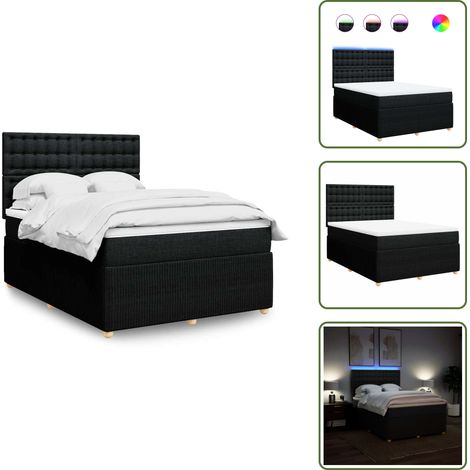 vidaXL Boxspringbett mit Matratze Schwarz 140x190 cm Stoff (1/5)