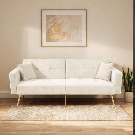 Canapé convertible blanc avec angle réglable et rangements (1/5)