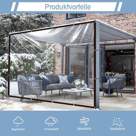 2 x 2 mètre Bâche transparente imperméable perforée - idéale pour le mobilier de jardin - adaptée à une utilisation extérieure - résistante à la pluie - isolation pour plantes - anti-poussière (1/5)