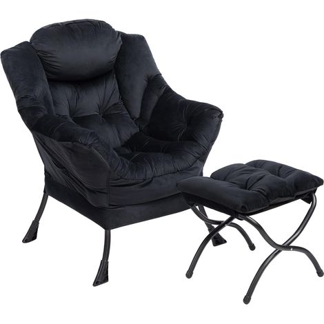 Chaise lente, chaise relaxante avec cadre métallique et poche sur le côté. Des chaises confortables et élégantes pour la chambre à coucher, le salon ou le balcon. (1/5)