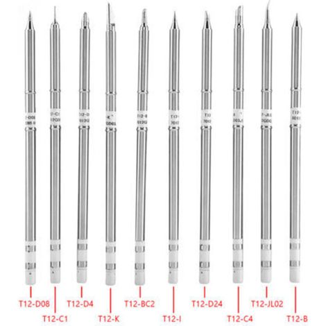 Lot de 10 pointes de fer à souder série T12 de rechange pour station de soudage FX-951