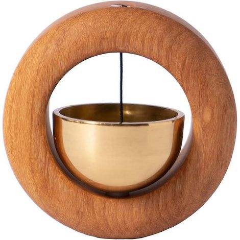 1 sonnette magnétique - en bois - pour réfrigérateur, chambre, porche, jardin, cour, restaurant, jardin - carillon éolien (soie dorée) (1/5)