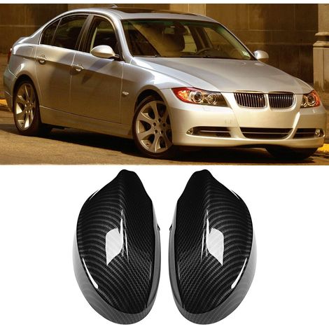 Kit de protection de rétroviseur extérieur gauche/droite style fibre de carbone, compatible avec BMW E90 (2005-2007). (1/5)