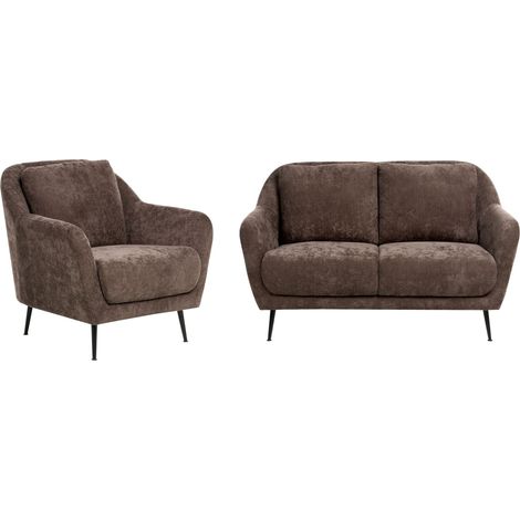 Living Room Set 3 Seater EIBY Chenille Dark Brown