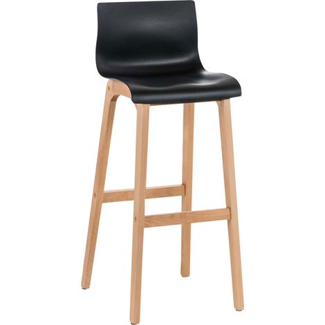 Tabouret en plastique exclusif et moderne avec cadre en bois clair diverses couleurs colore : NOIR (1/8)