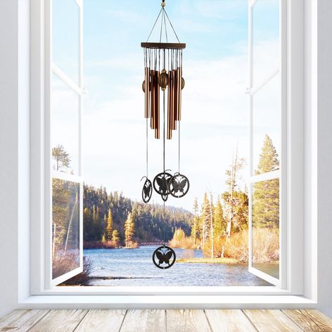 Windspiel aus Kupferlegierung für den Außenbereich, mehrröhrig, hängende Dekoration (Schmetterling) (1/5)