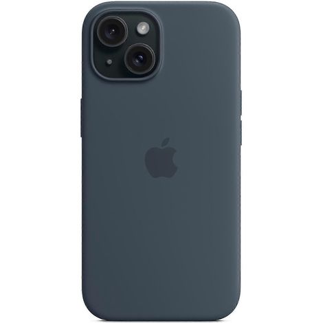 Coque pour iPhone 15 compatible MagSafe, en silicone résistant aux rayures - Rouge et bleu foncé (1/3)