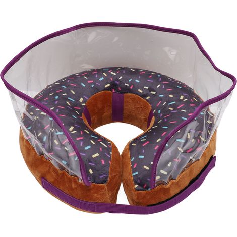 Collier gonflable pour chien en PVC résistant, protection du cou pour animal de compagnie, doux pour empêcher les animaux de gratter les blessures, violet marron L (1/5)