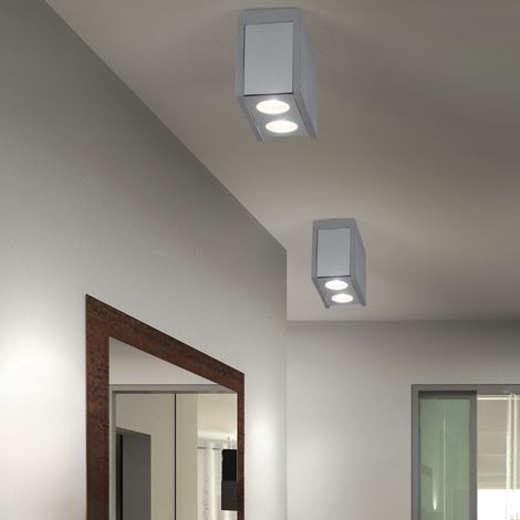 Deckenlampe Flurleuchte Deckenleuchte Schlafzimmerlampe Wohnzimmerleuchte Küchenlampe, Metall Beton grau, GU10 2 Flammig, L 18 cm, 2er Set (1/5)