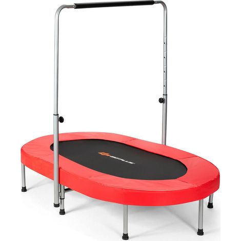 Structure en acier, trampoline pliable 2 personnes avec poignée réglable 5 niveaux et zone de saut large (1/5)