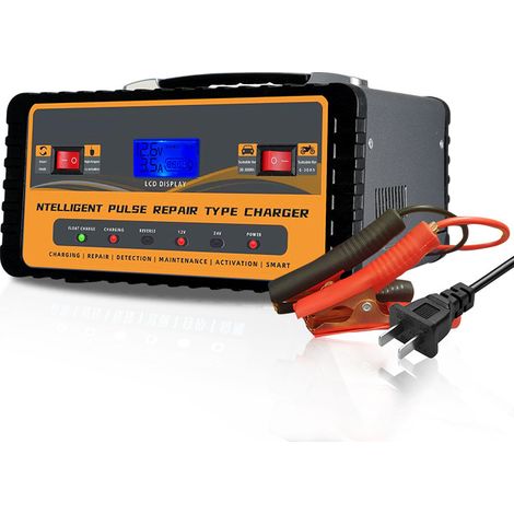 Chargeur Batterie Voiture Moto 12V 6A / 24V 3A Automatique – Régénérateur Impulsions LCD, Mainteneur Désulfateur Plomb AGM GEL SLA, Camion Tondeuse (1/5)