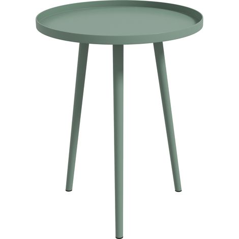 AS EASY Table d'appoint de jardin, table de jardin résistante aux intempéries avec rebord surélevé, table de balcon en acier, table basse ronde supportant jusqu'à 20 kg, Ø 40 x 50 cm (H), table d'appo (1/5)