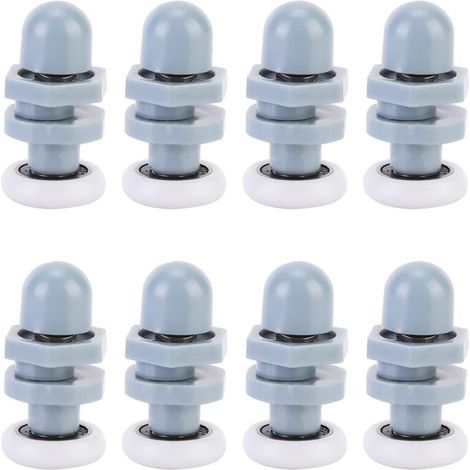 Set of 8 plastic sliding door rollers, 20mm – Wear-resistant and rustproof – For glass doors and bathrooms (1/5)