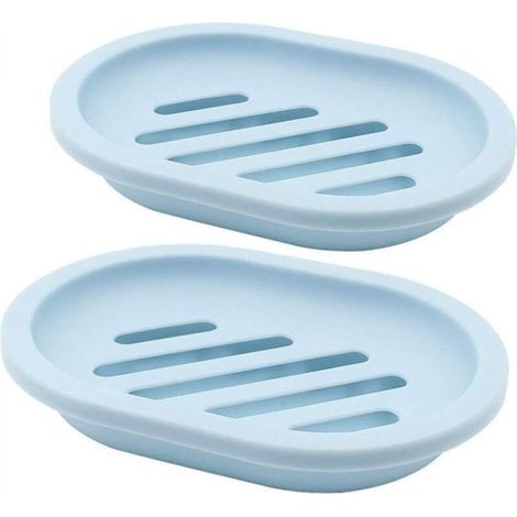 Set di 2 portasapone con scolapiatti, supporto per sapone e salvaspazio, facili da pulire, asciugano, impediscono al sapone di gocciolare (blu)