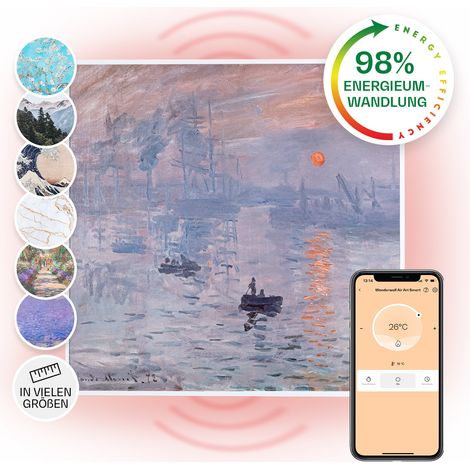 Klarstein Radiateur Infrarouge Mural Intelligent, Chauffage Infrarouge 350W, Panneau Chauffant Infrarouge, APP Mobile, Radiateur Electrique Extra Plat, Salle de Bain, Sans CO2, Faible Conso d'Energie (1/5)