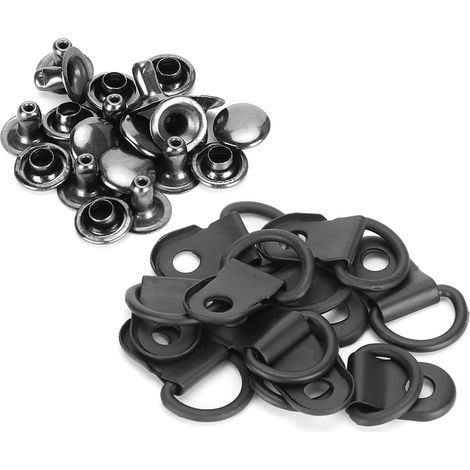 100 jeux de crochets pour lacets, œillets en forme de D, outils de rivetage en laiton pour cuir de chaussure (DIY), noir mat, 9 x 14 mm (1/5)