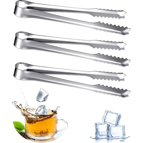 Set di 3 pinze per ghiaccio in acciaio inox - Mini pinze per zucchero in acciaio inox - Pinze da portata - Pinze da cucina per bar, matrimoni, feste, barbecue, buffet, picnic (1/5)