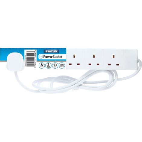STATUS 6-Gang 240V Extension Lead 2M with Neon Indicator