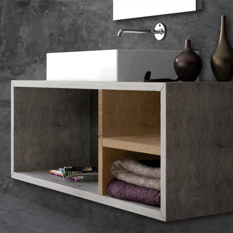 Inserto reversibile in rovere miele per mobile bagno sospeso aperto Master (1/5)