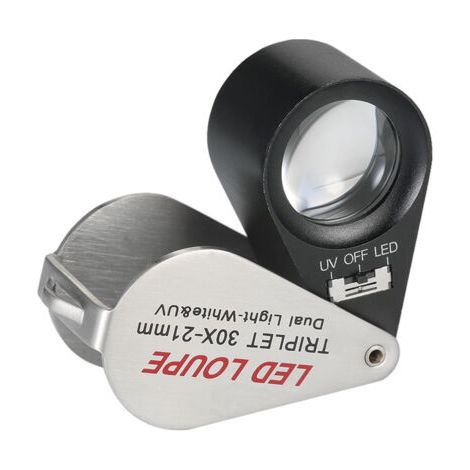 30X Mini Loupe de Bijoutier LED Multifonctionnelle de Poche Portable 21mm 6 Loupe Triplet Loupe Lumières Circulaires en Forme de 6 Intégrées Détecteur de Contrefaçon Ultraviolet (1/5)