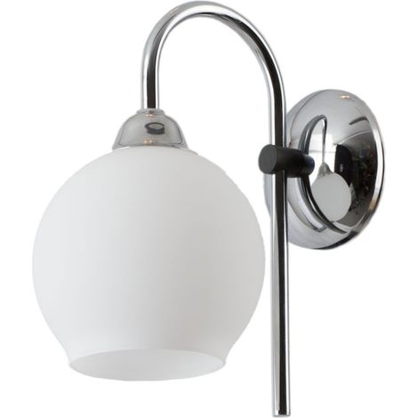 Applique moderna cromata vetro bianco E27 15W Axel