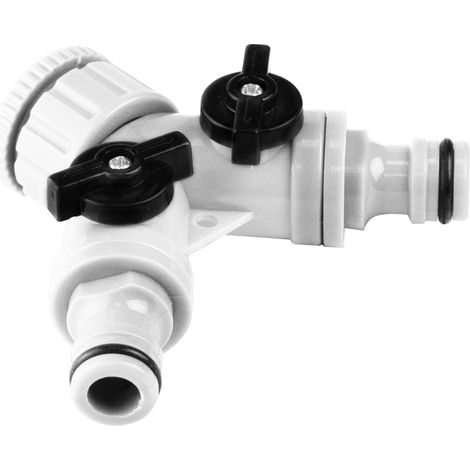 Distributeur double avec régulateur et raccord de prise 3/4" (1/2") en acier inoxydable (1/5)